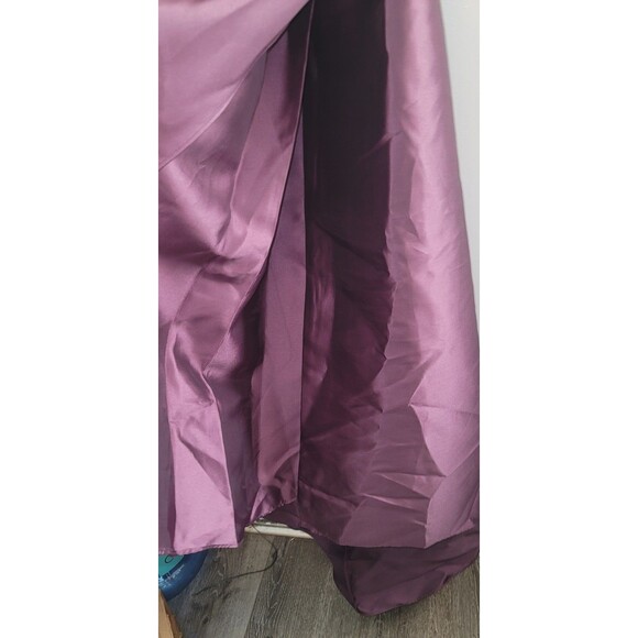 R&M Richards Womens 16 Plum Sequin Lace Formal Dress Hi Low Satin Skirt Gown - Picture 14 of 14